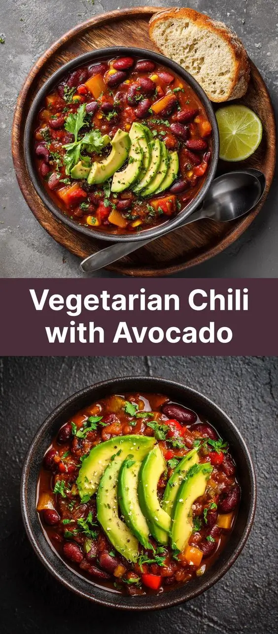 Vegetarian Chili with Avocado