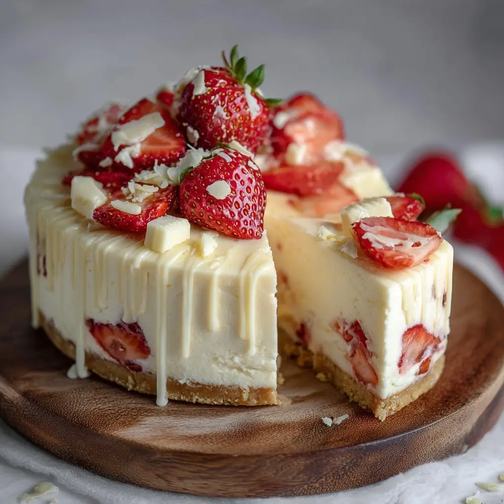 White Chocolate Strawberry Cheesecake