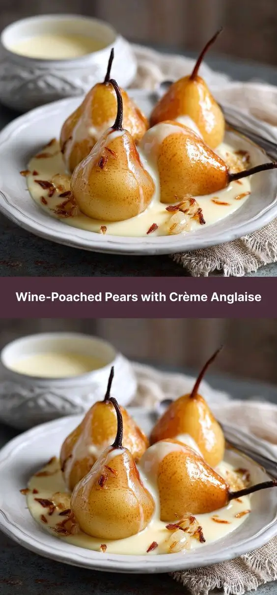 Wine‑Poached Pears with Crème Anglaise