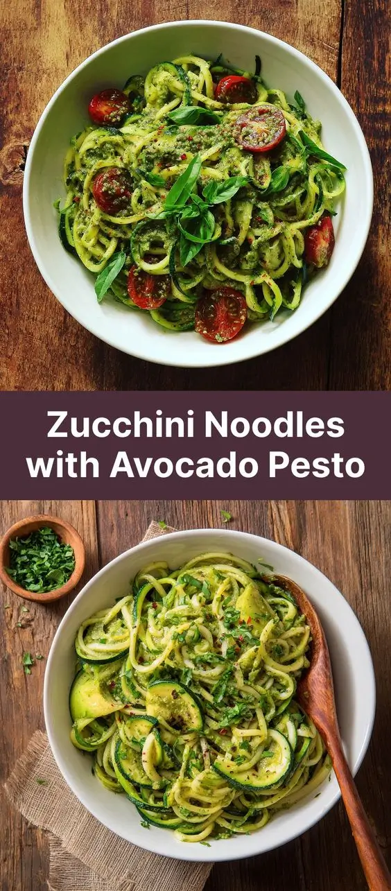 Zucchini Noodles with Avocado Pesto