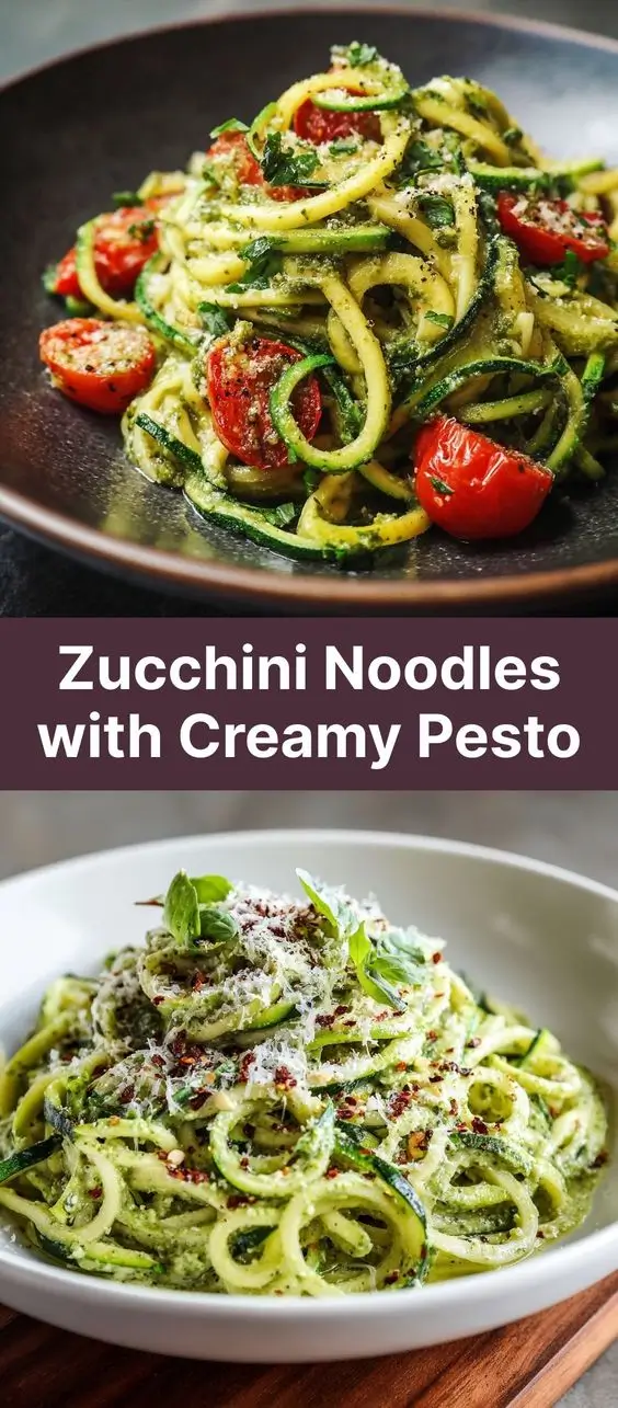 Zucchini Noodles with Creamy Pesto