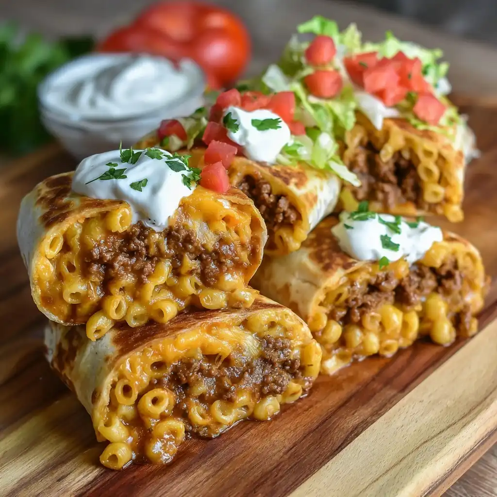 Beef Taco Mac Burritos