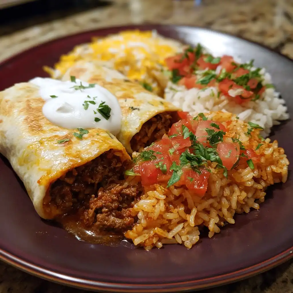 Beef and Rice Loaded Burritos