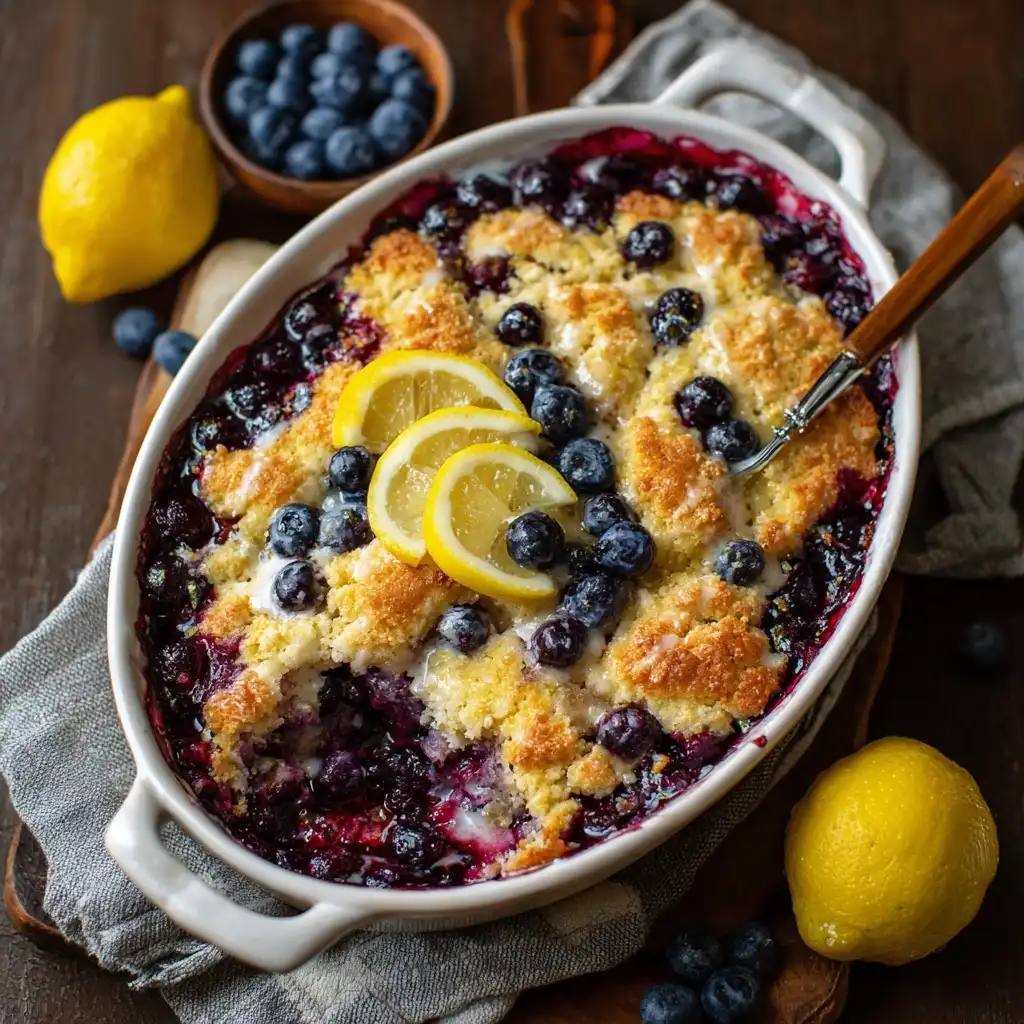 Blueberry Cobbler with Lemon Glaze