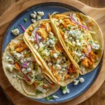 Buffalo Chicken Tacos with Blue Cheese Slaw