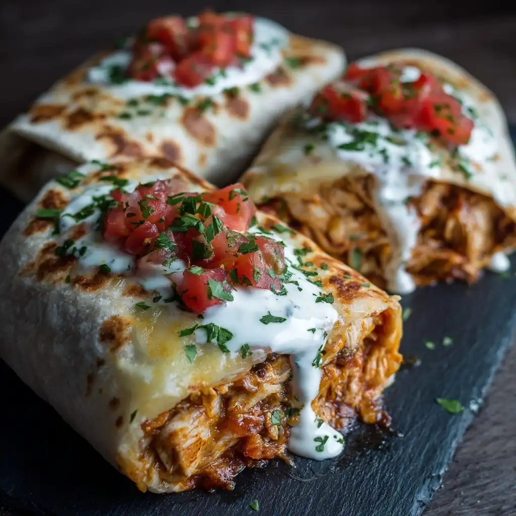 Cheesy Chicken Taco Bake Burritos