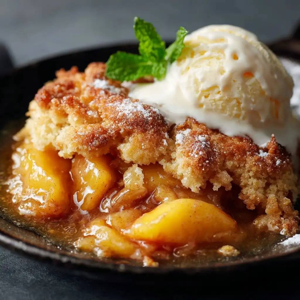 Cinnamon Sugar Biscuit Peach Cobbler