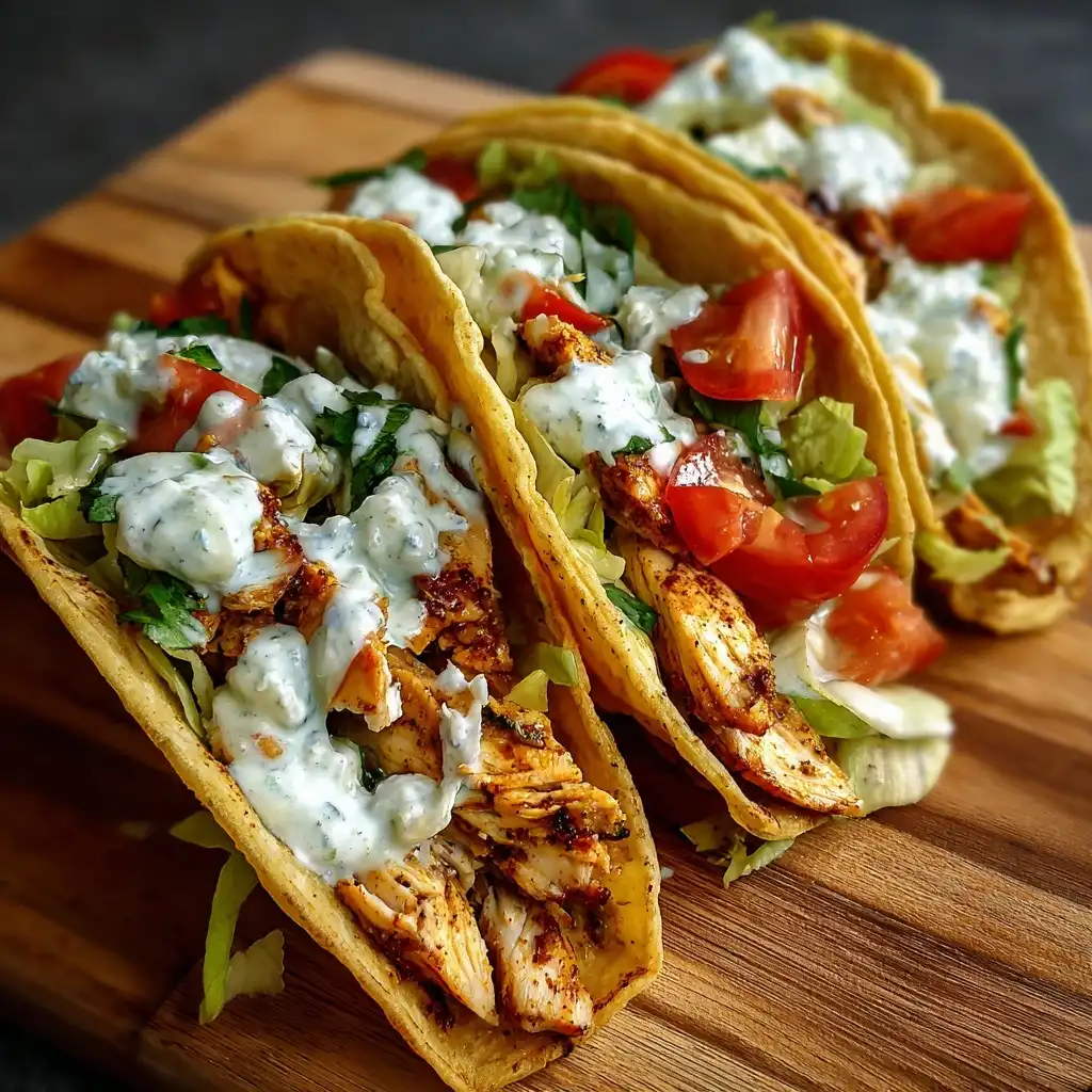 Creamy Avocado Ranch Chicken Tacos