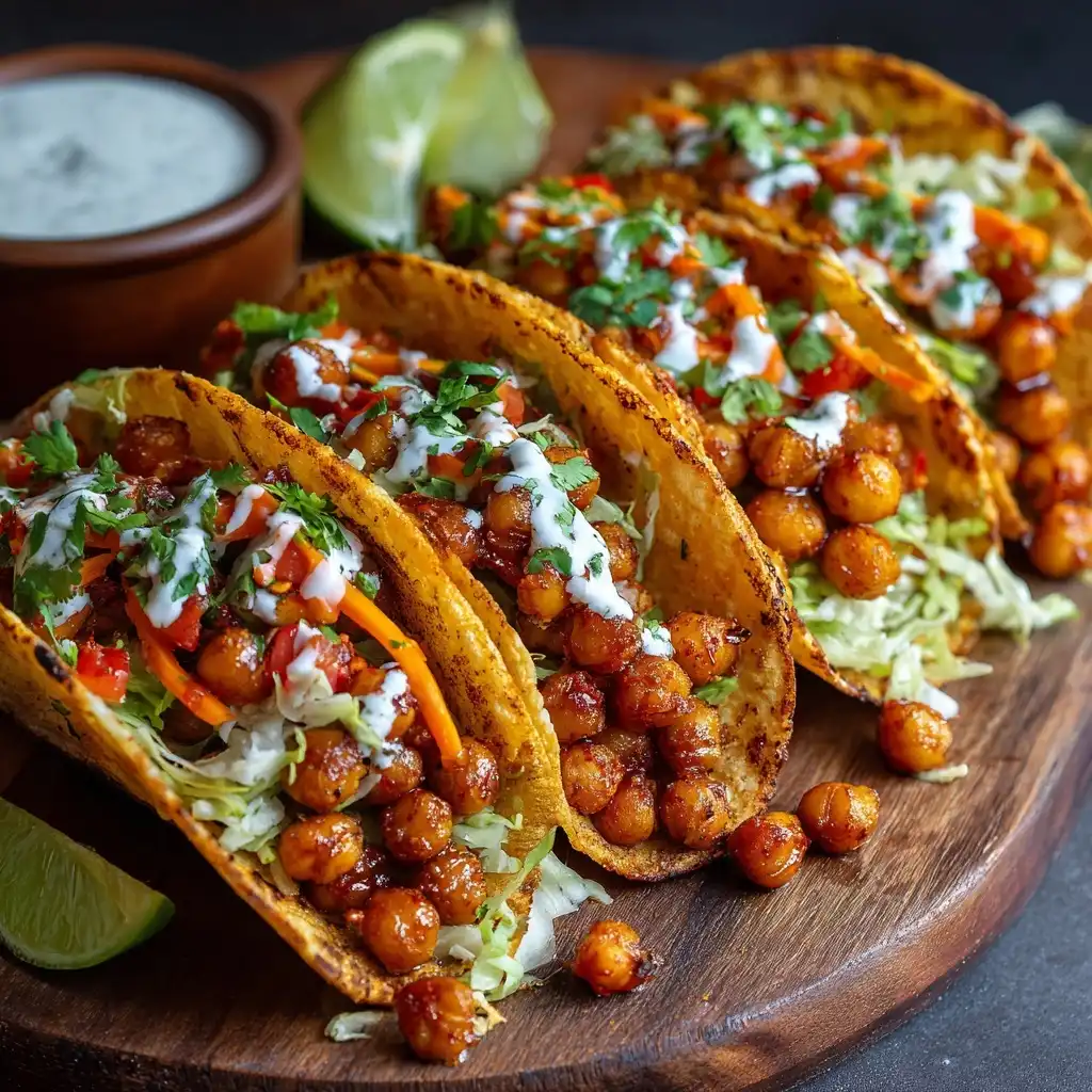 Crispy Buffalo Chickpea Tacos