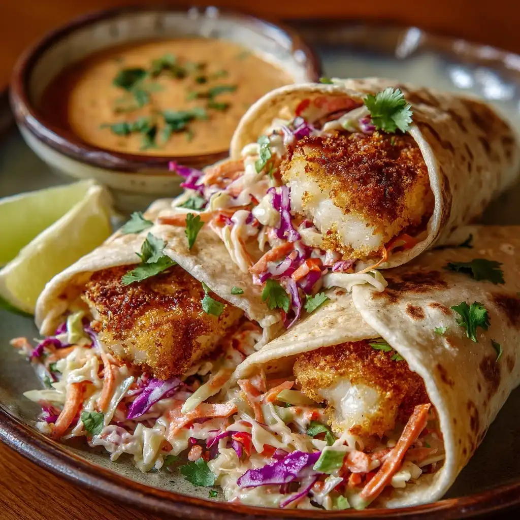 Crispy Fish Taco Slaw Wraps