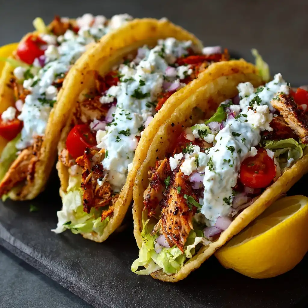 Greek Chicken Tacos with Tzatziki