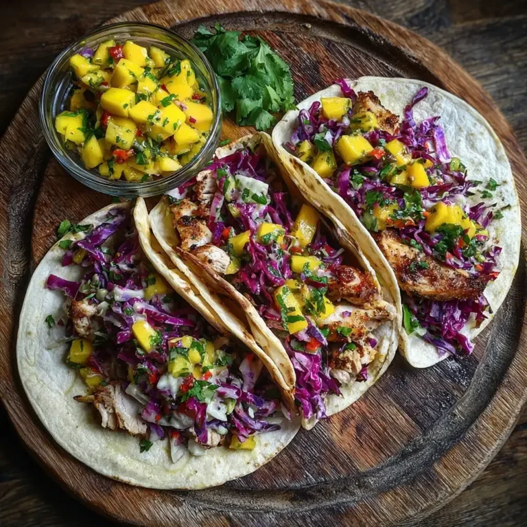 Jerk Chicken Tacos with Mango Slaw