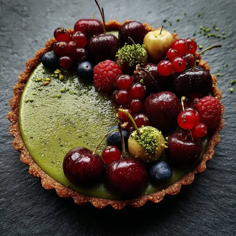 Matcha Custard Tart with Berries