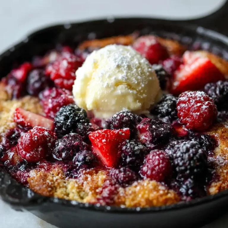 Mixed Berry Cobbler with Vanilla Glaze