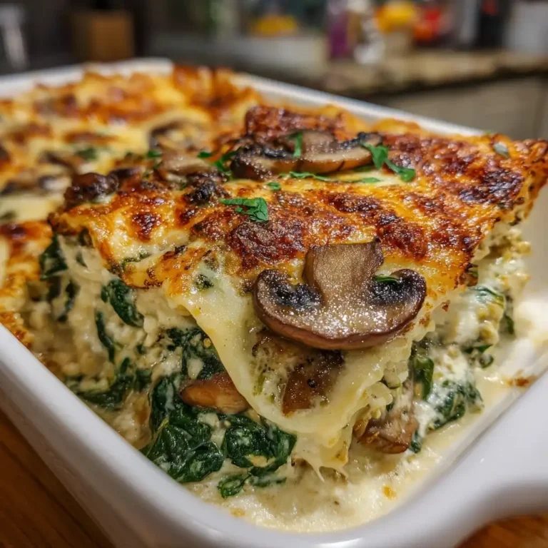 Mushroom and Spinach Creamy Lasagna