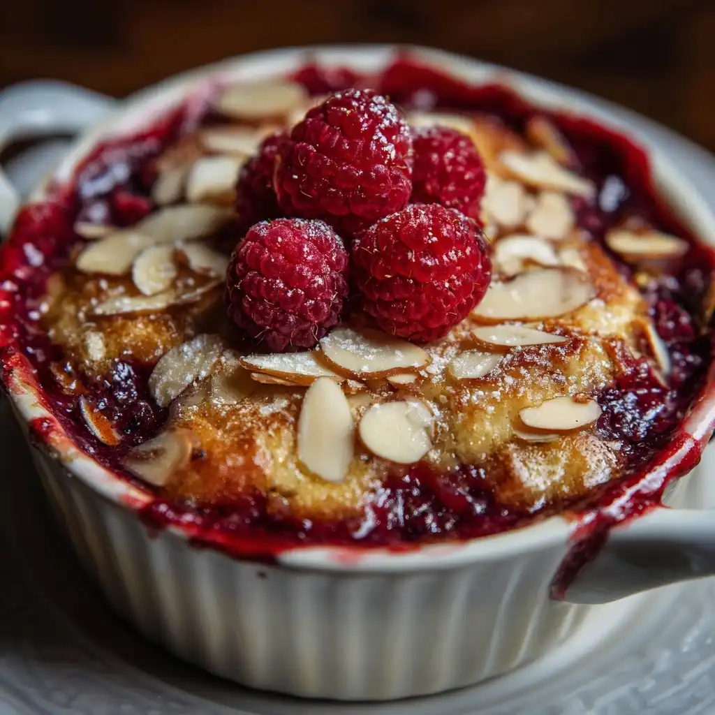 Raspberry Cobbler with Almond Topping
