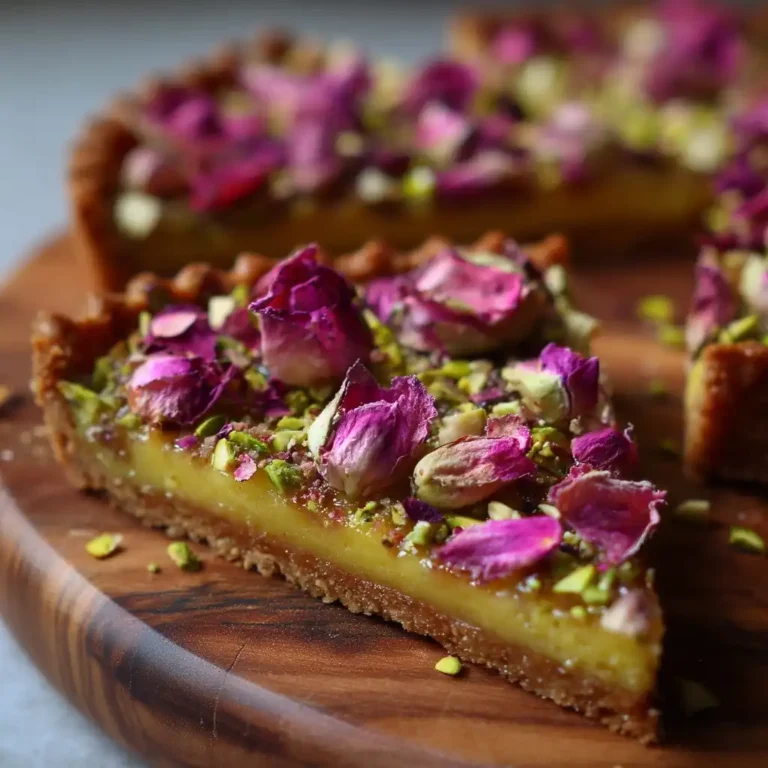 Rose Cardamom Pistachio Tart