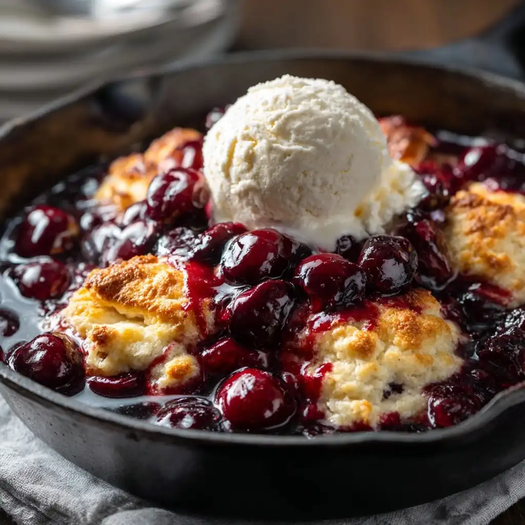 Southern Skillet Cherry Cobbler