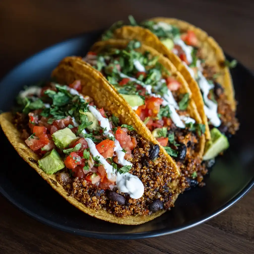 Spicy Black Bean Quinoa Tacos