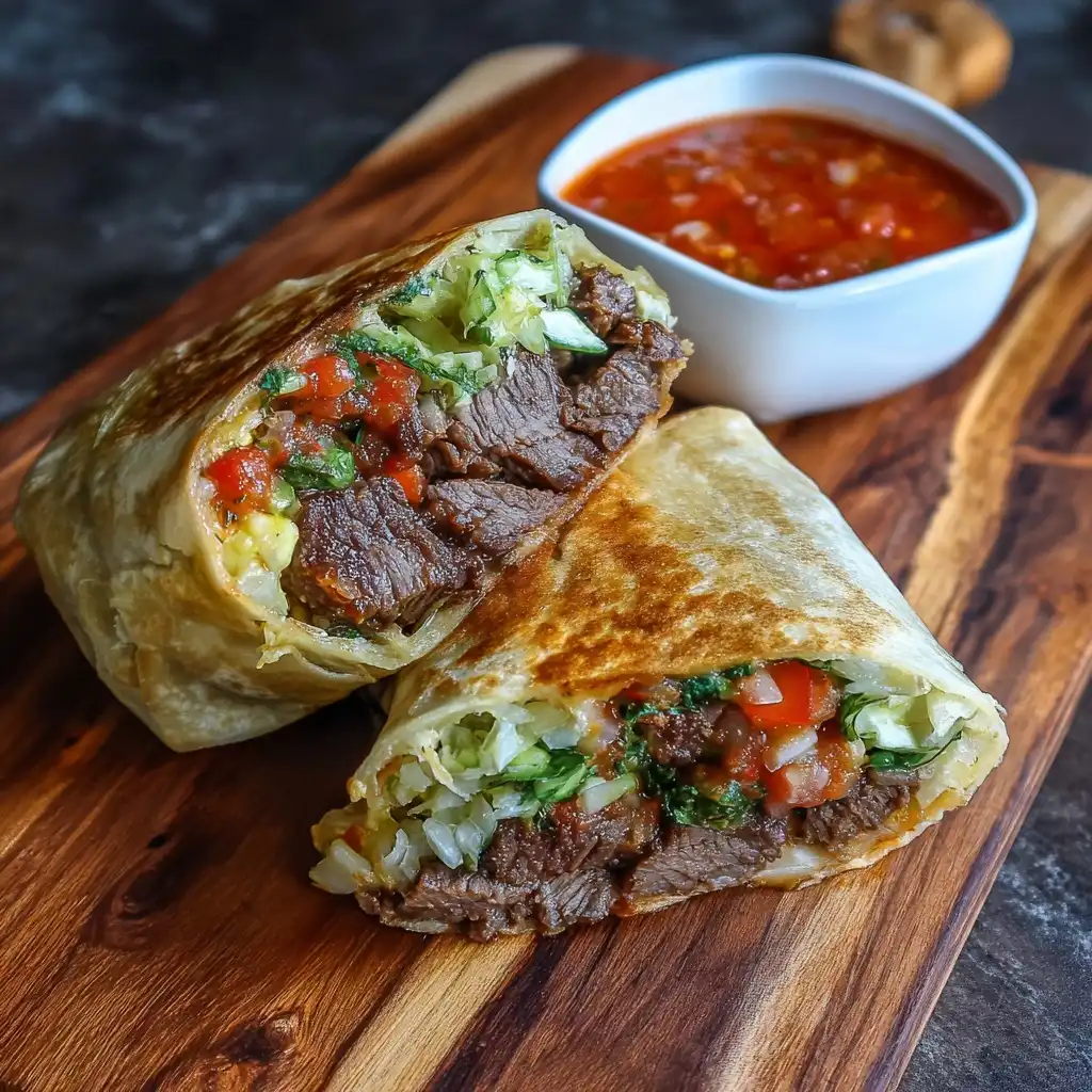 Spicy Garlic Steak Burritos