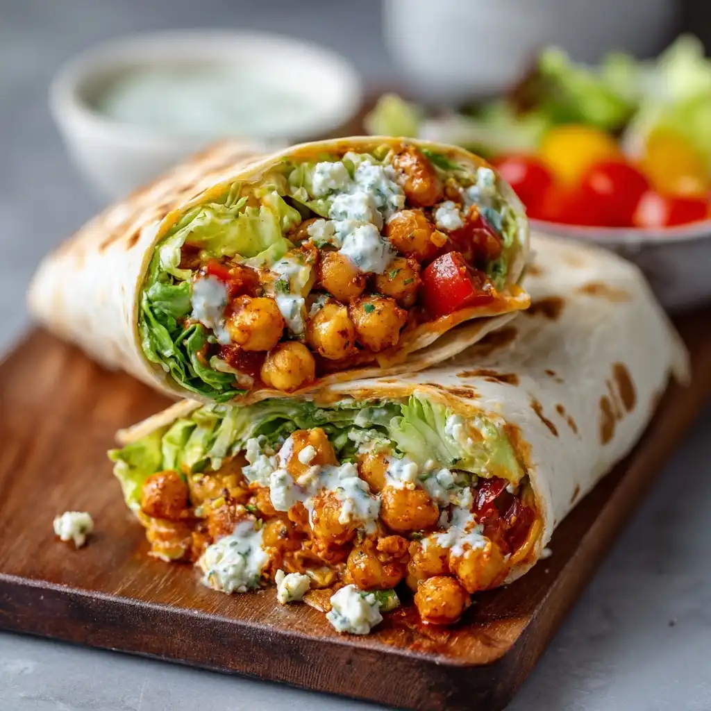 Vegan Buffalo Chickpea Wrap