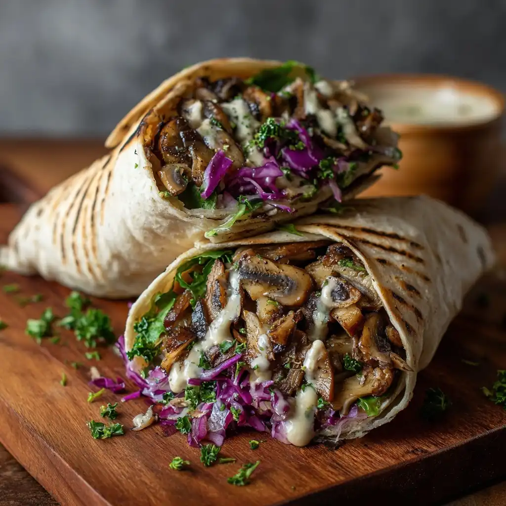 Vegan Mushroom Shawarma Wrap
