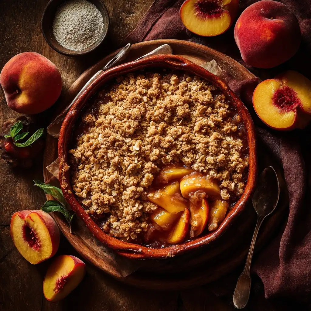 Vegan Peach Cobbler with Oat Topping