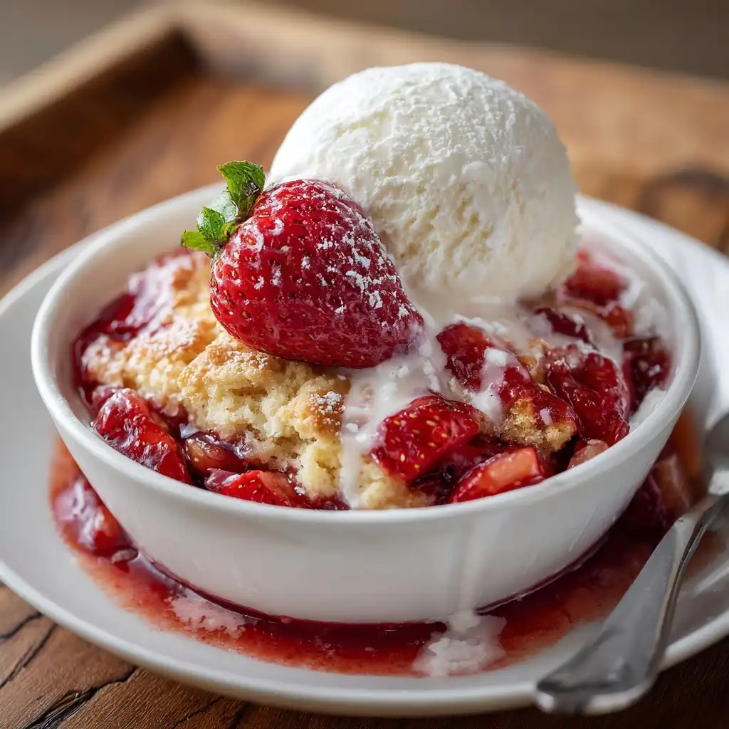 White Chocolate Strawberry Cobbler