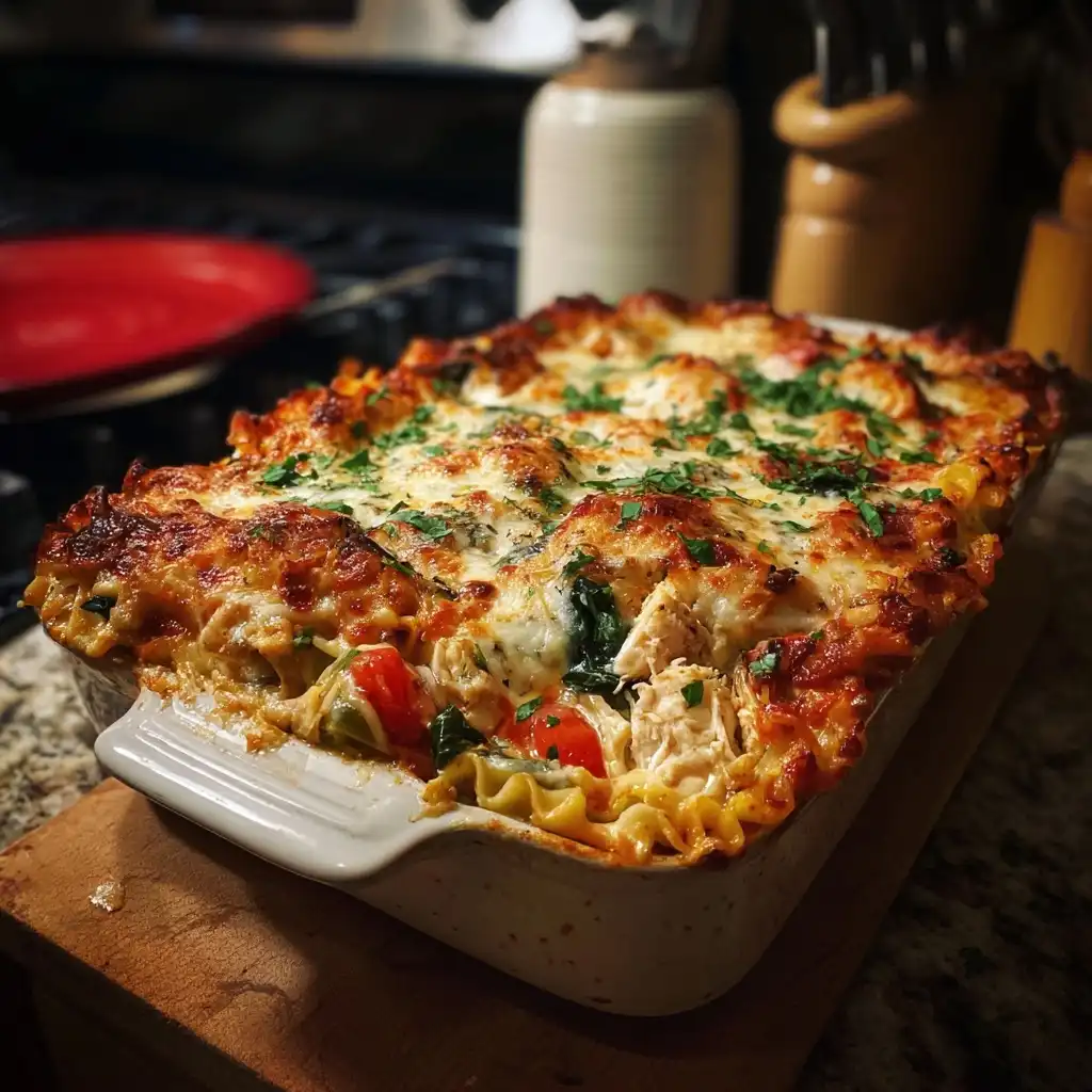 Baked Chicken Primavera Lasagna