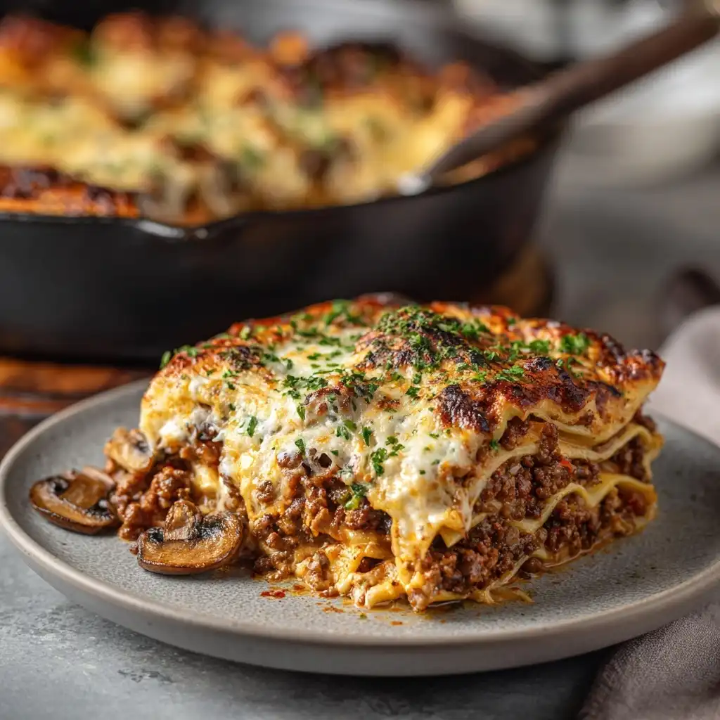 Beef and Mushroom Hearty Lasagna