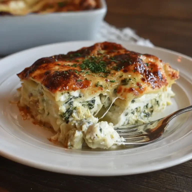 Cheesy Spinach Artichoke White Lasagna