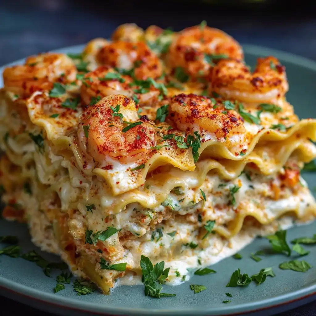 Creamy Cajun Shrimp Lasagna