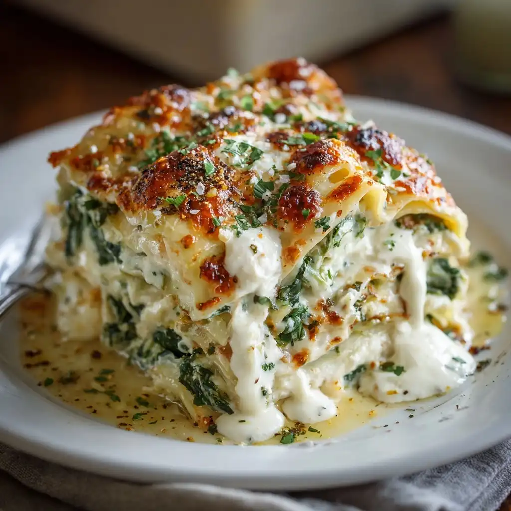Creamy Lemon Spinach Lasagna