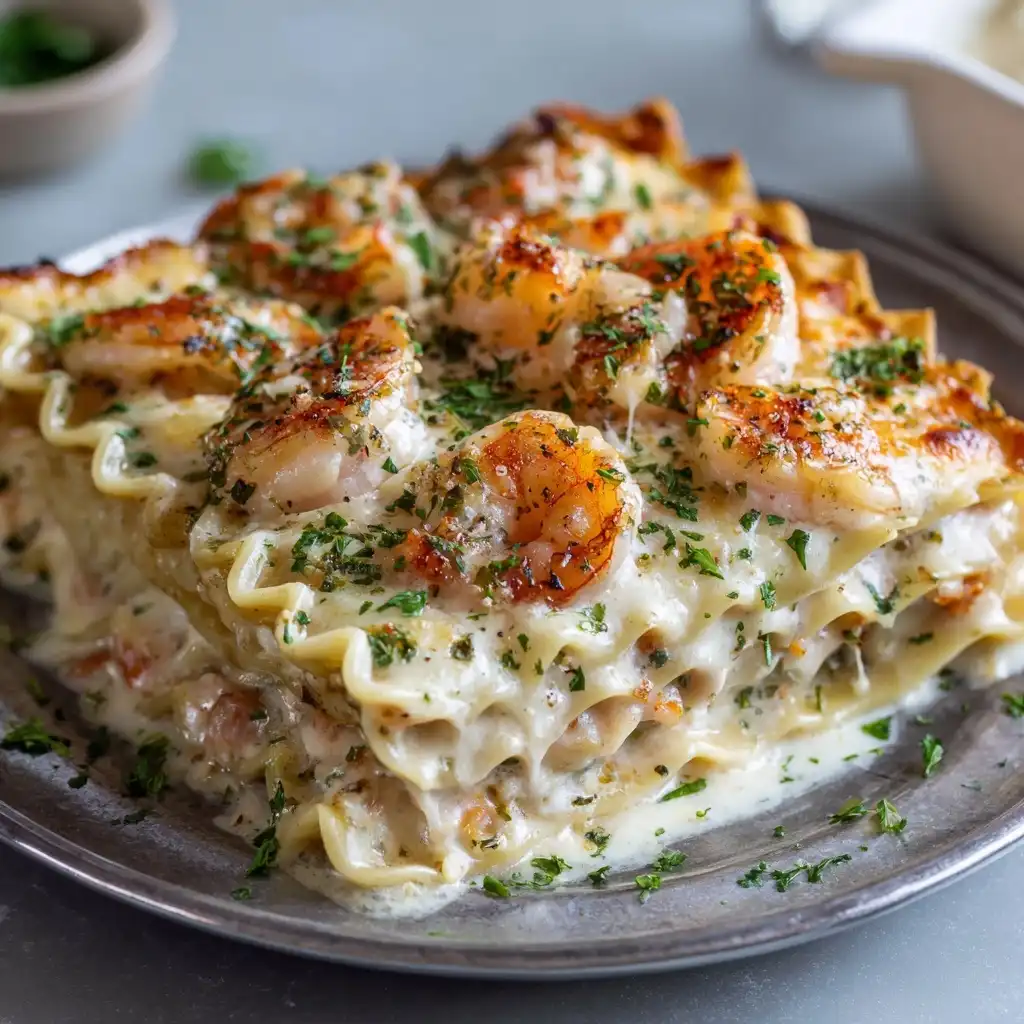 Garlic Butter Shrimp Lasagna
