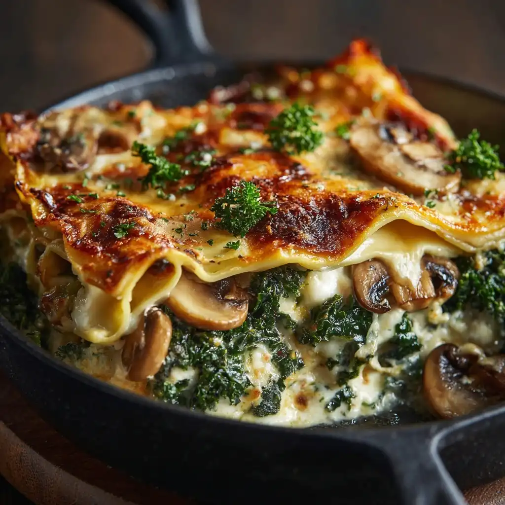 Kale and Mushroom Rustic Lasagna