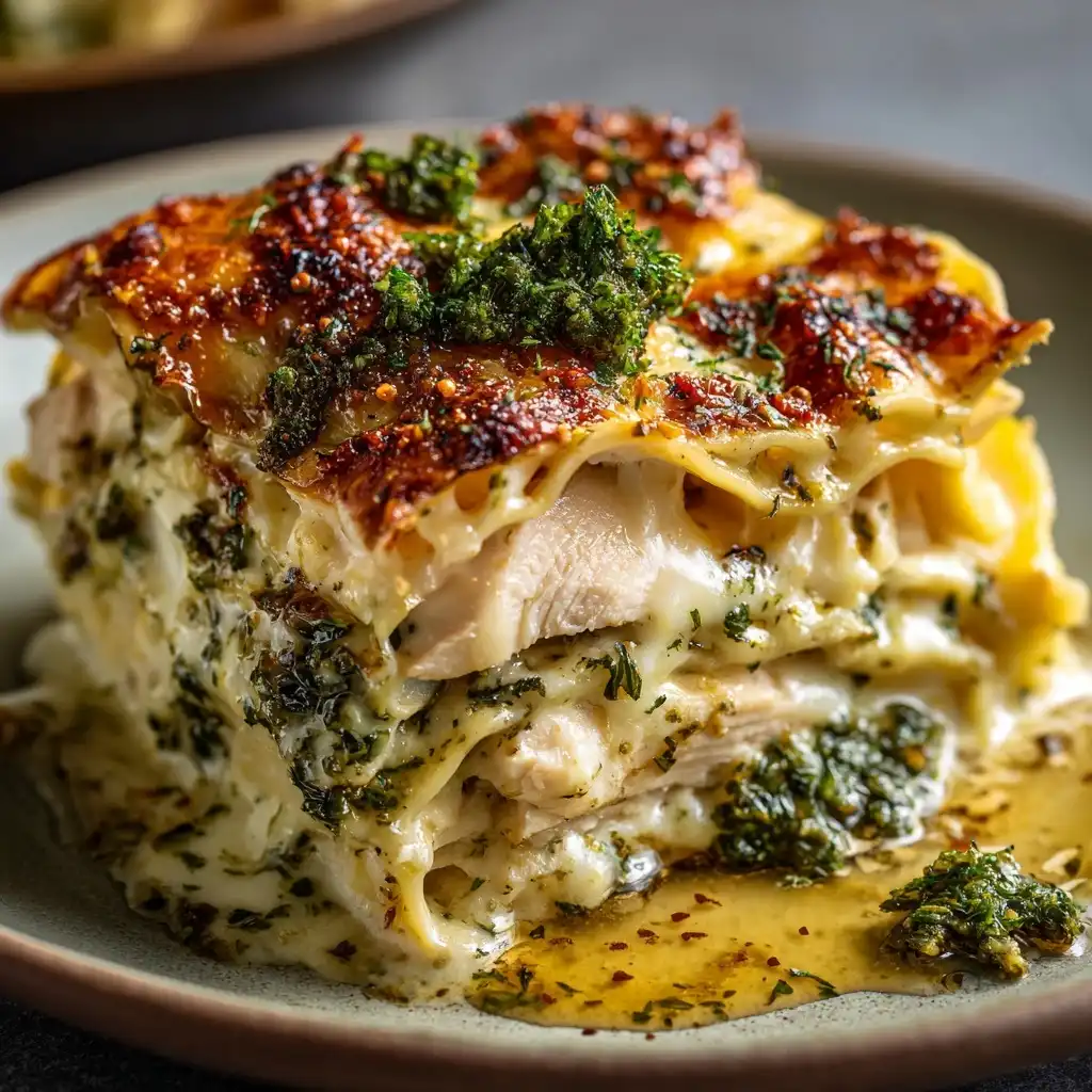Pesto Alfredo Chicken Lasagna