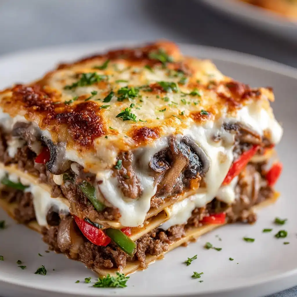 Philly Cheesesteak Lasagna