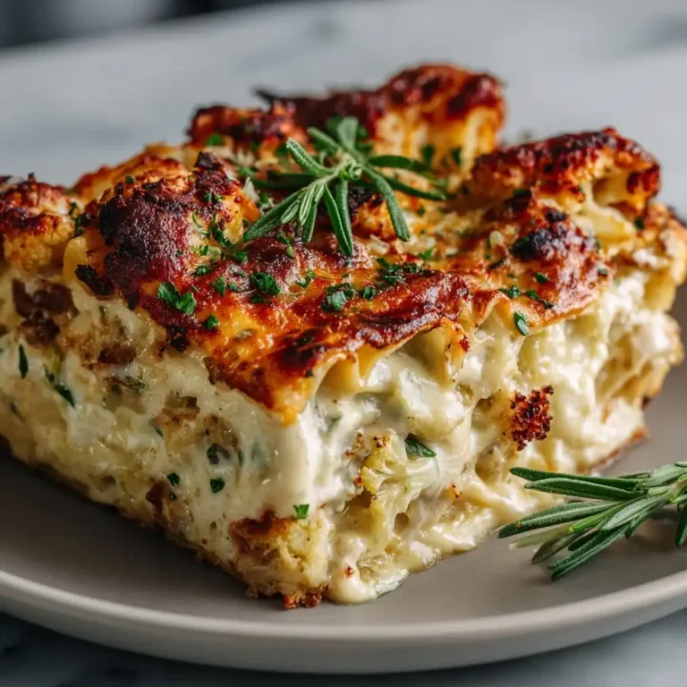 Roasted Cauliflower Alfredo Lasagna