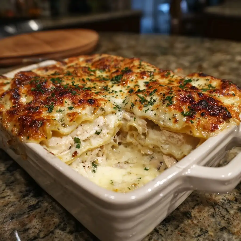 Roasted Garlic White Chicken Lasagna