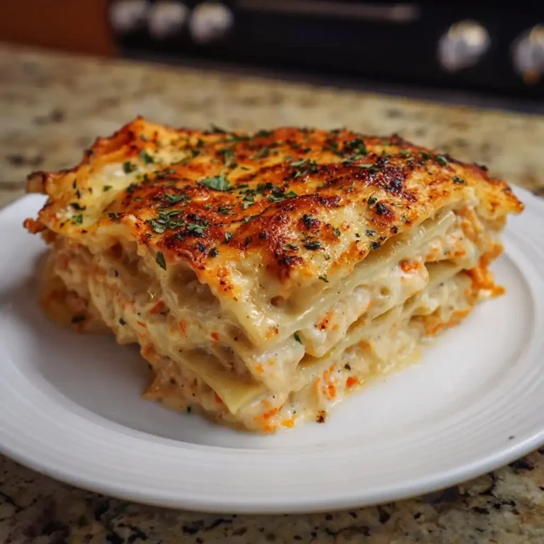Roasted Red Pepper Alfredo Lasagna