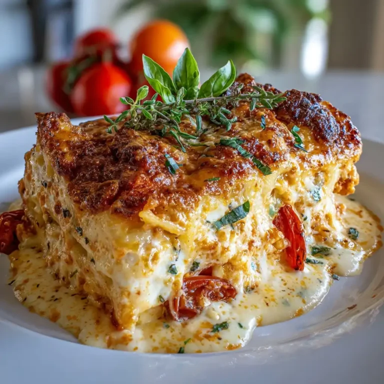 Tomato Basil Three Cheese Lasagna