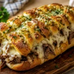 Cheesesteak stuffed garluc loaf
