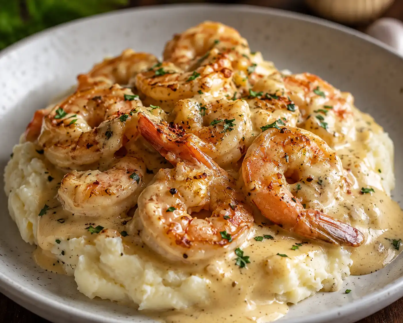 Creamy Garlic Shrimp Over Mashed Potatoes - A Decadent Seafood