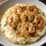 Creamy Garlic shrimp over mashed potatoes