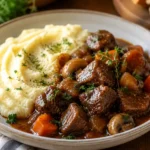 Easy French Beef Stew with Creamy Mashed Potatoes