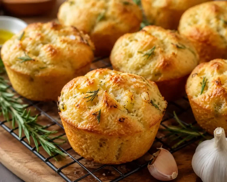 Golden crust garlic rosemary focaccia muffins