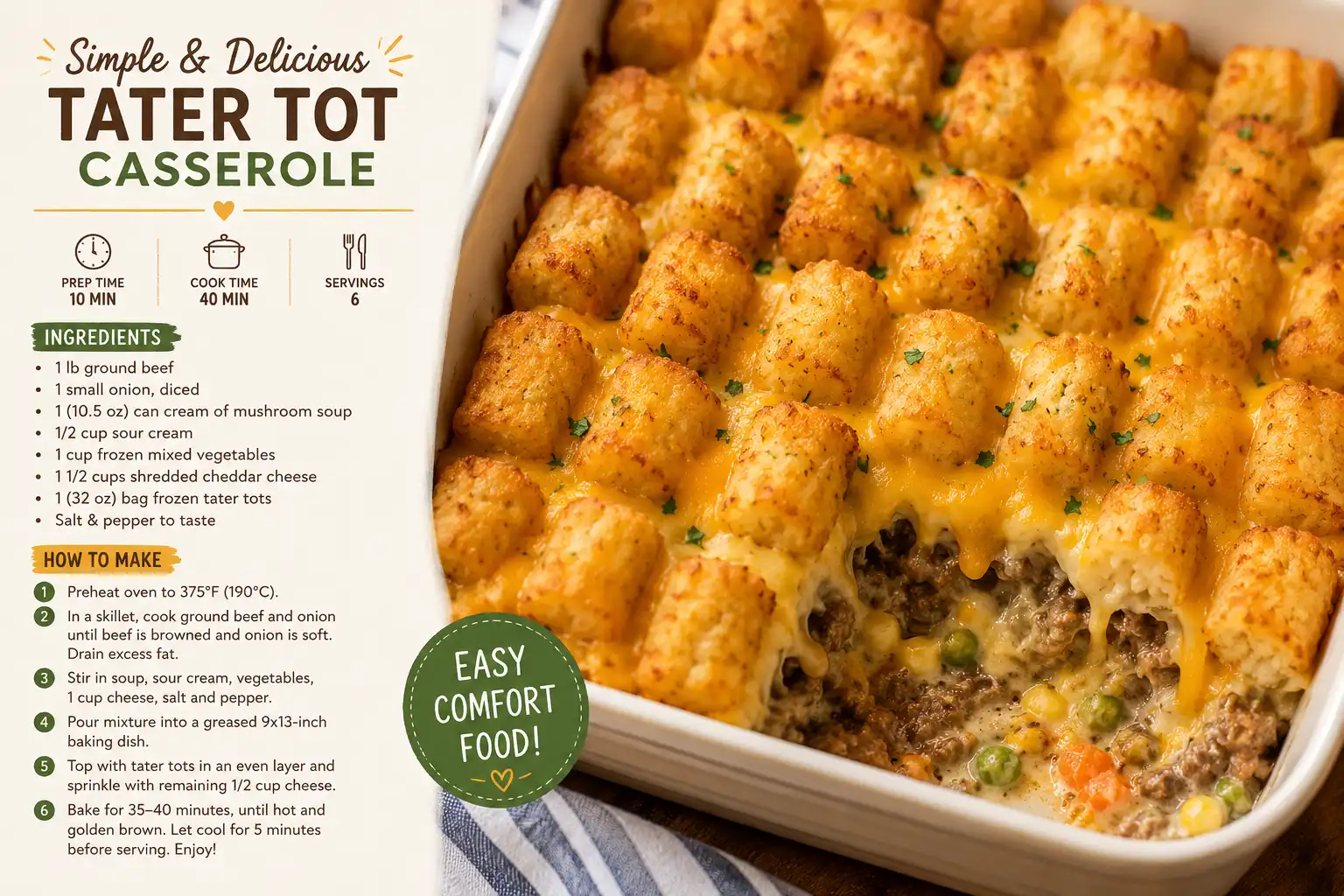 Simple and Delicious Tater Tot Casserole Recipe