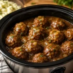 Slow Cooker Salisbury Steak Meatballs | Easy Crockpot Dinner