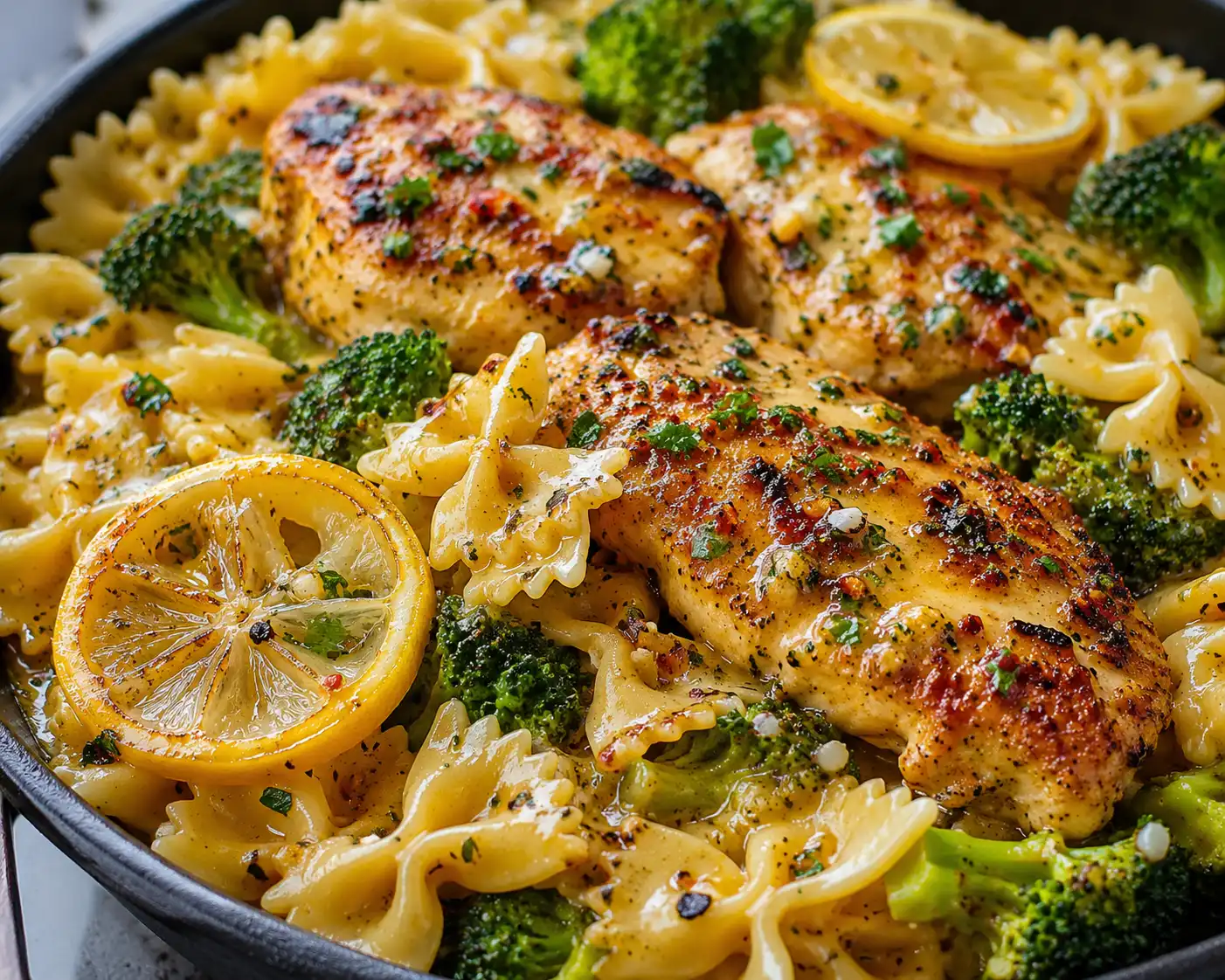 Zesty Cowboy Butter Lemon Bowtie Chicken & Broccoli Delight!